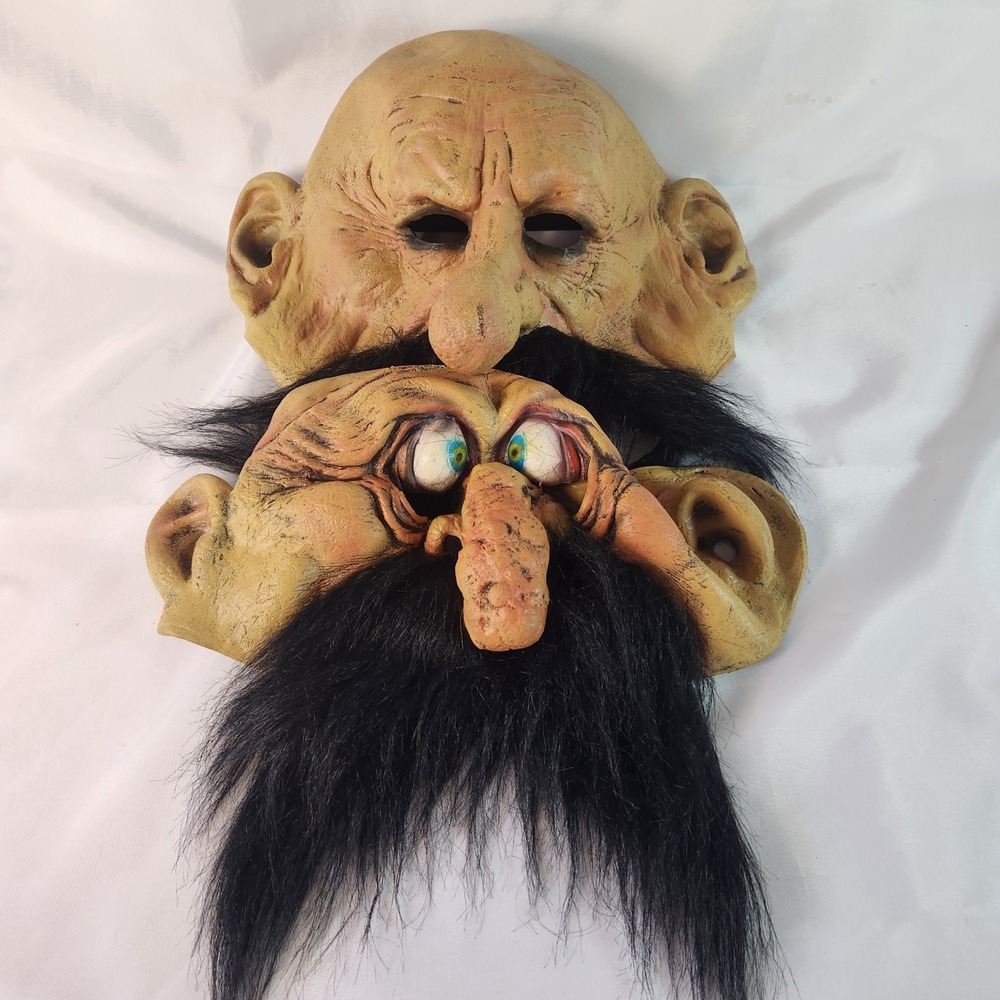 Vintage 2002 Paper Magic Group Latex Horror Masks Old Man Bug Eye Lot of 2